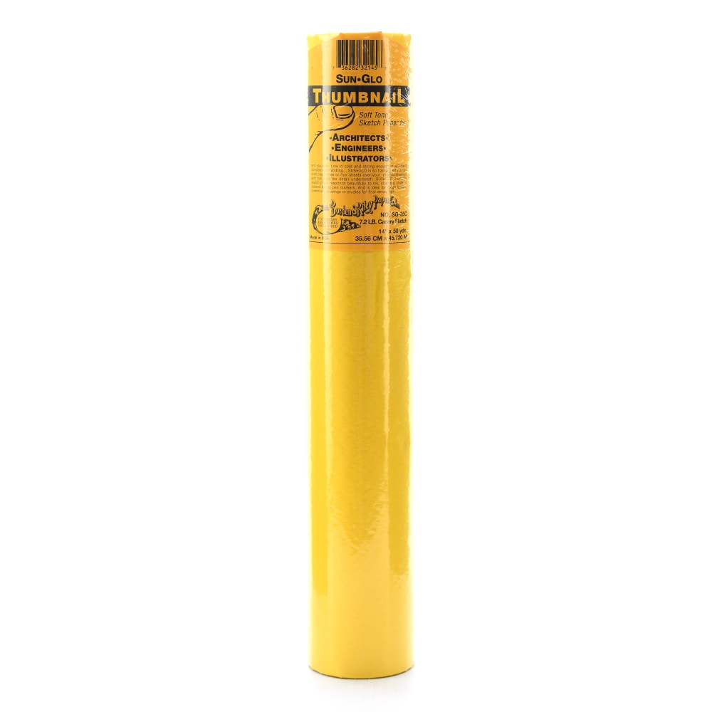 Borden & Riley Sun-Glo Thumbnail Sketch Paper Roll, 14in x 150ft, 7 Lb, Canary MPN:35CR145000