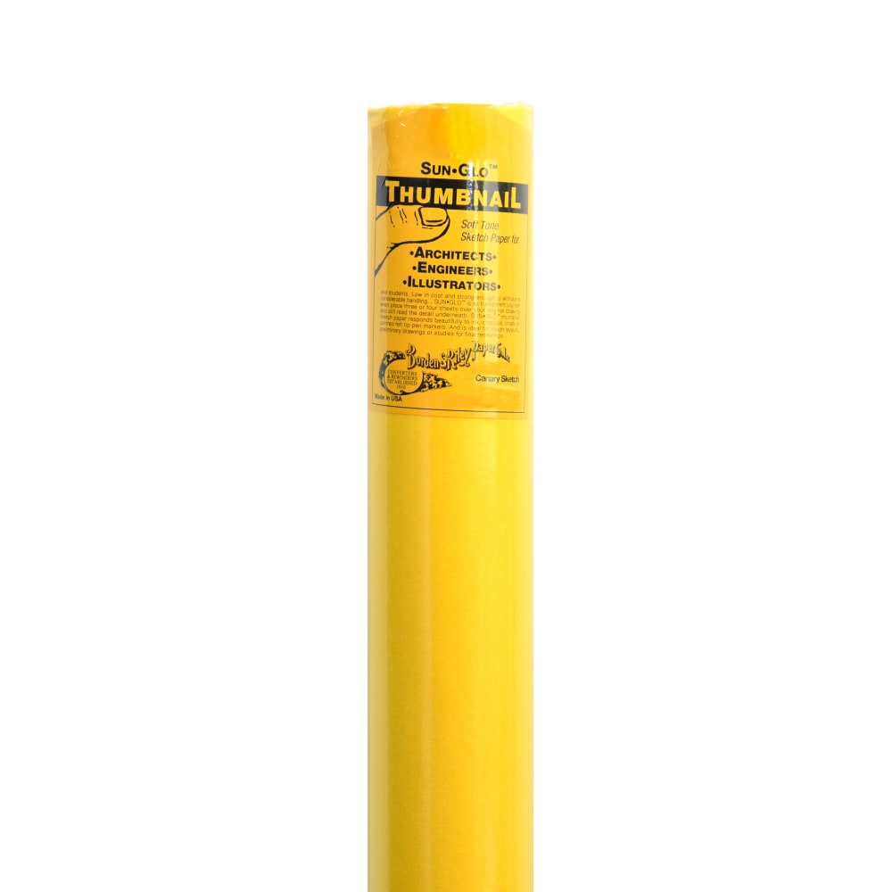 Borden & Riley Sun-Glo Thumbnail Sketch Paper Roll, 18in x 150ft, 7 Lb, Canary MPN:35CR185000