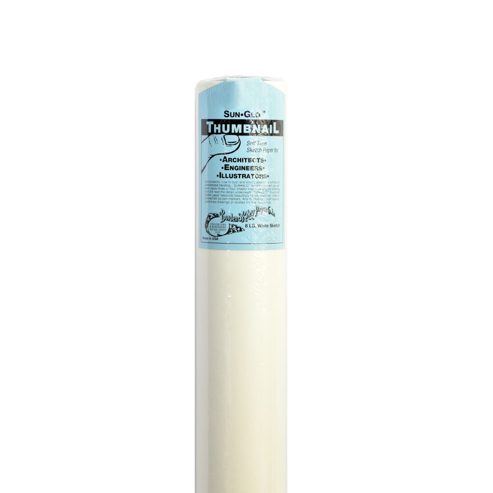 Borden & Riley Sun-Glo Thumbnail Sketch Paper Roll, 36in x 150ft, 8 Lb, White MPN:35WR365000