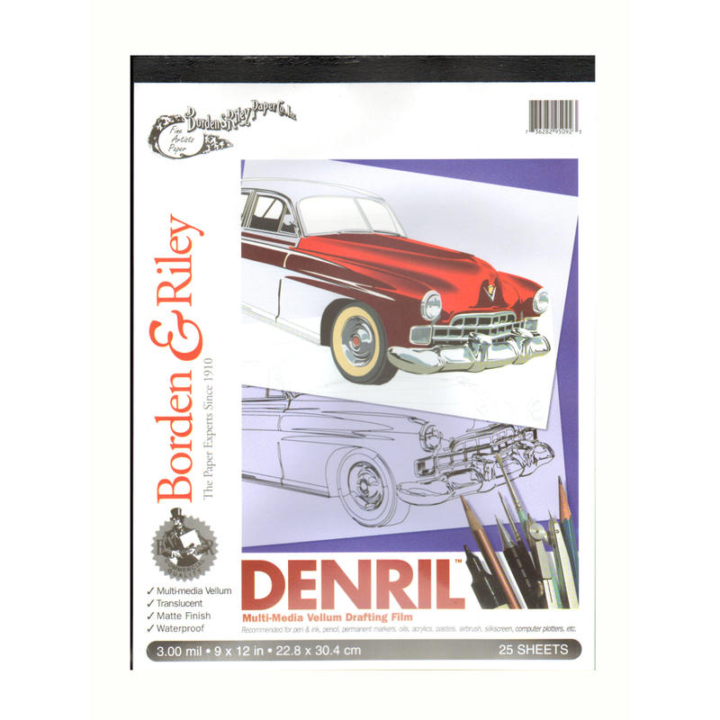 Borden & Riley Denril Vellum Pad, 9in x 12in, Pad Of 25 Sheets, Translucent MPN:DENP091225
