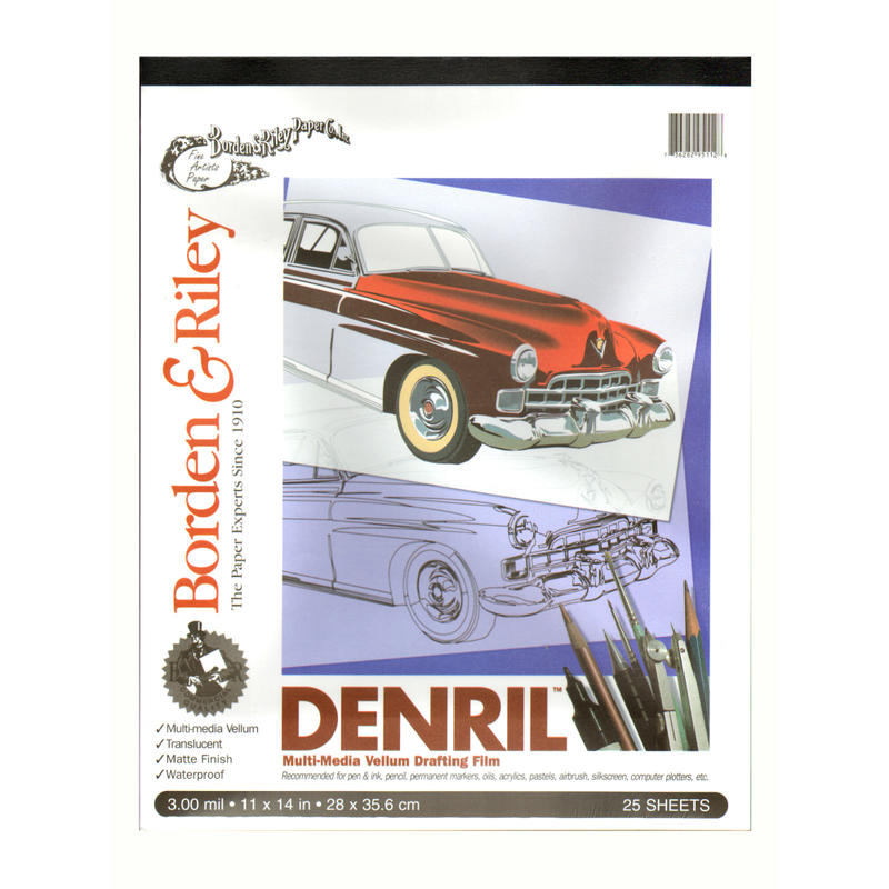 Borden & Riley Denril Vellum Pad, 11in x 14in, Pad Of 25 Sheets, Translucent MPN:DENP111425