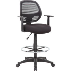 Boss Office Products® Commercial Grade Fixed Arm Mesh Back Drafting Stool Black B16606