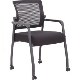 Boss Office Products® Pivot Back Mesh Gues Chair on Casters with Arms Black B6889R-BK