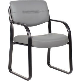 Boss Office Products® Sled Base Guest Chair with Arms Gray B9529-GY