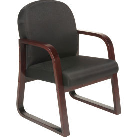 Boss Reception Guest Chair with Arms and Wood Frame - Fabric - Black B9570-BK