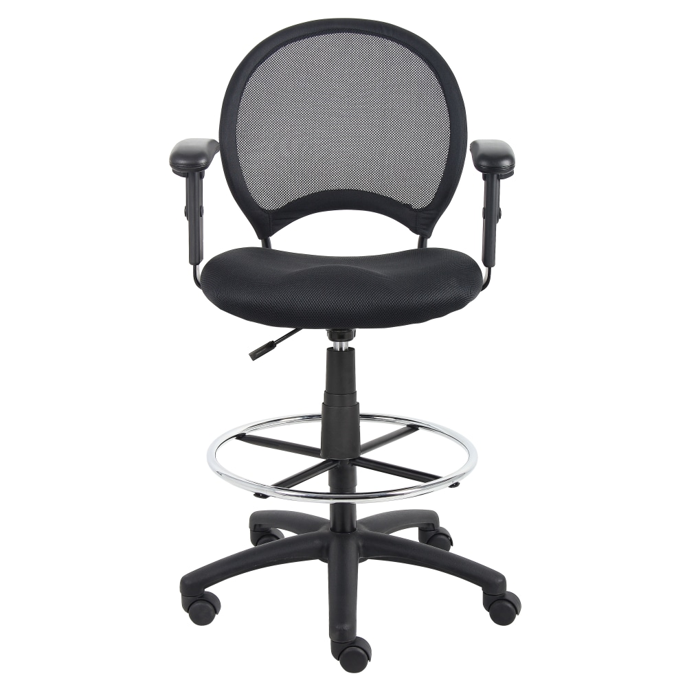 Boss Office Products Mesh Drafting Stool With Back, Black MPN:B16216