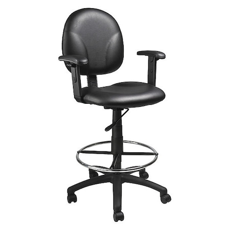 Black Caressoft Drafting Stools W/Adj Arms & Footring MPN:B1691-CS