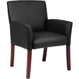 Boss Reception Guest Chair with Arms - Vinyl - Black B619