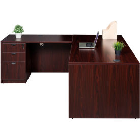 Boss® Executive L-Shaped Desk w/ Single Pedestal Drawer Unit 71