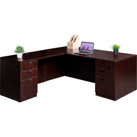 Boss® Executive L-Shaped Desk w/ Double Pedestal Drawer Unit 84