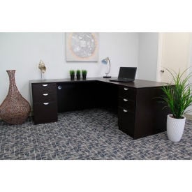 Boss® Executive L-Shaped Desk with Double Pedestal Drawer Unit 84