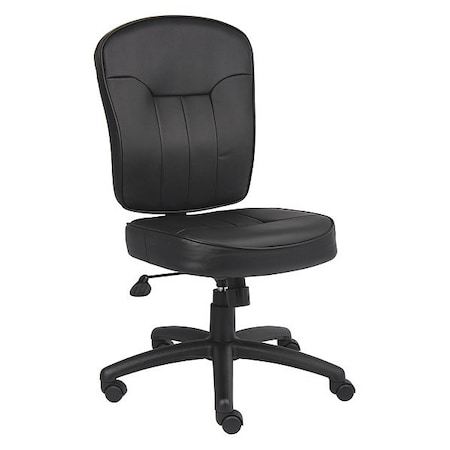 Leather Task Chair, Armless, Black MPN:B1560