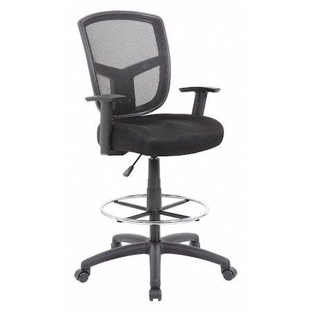 Fabric Drafting Chair, 30-, Adjustable, Black MPN:B16021