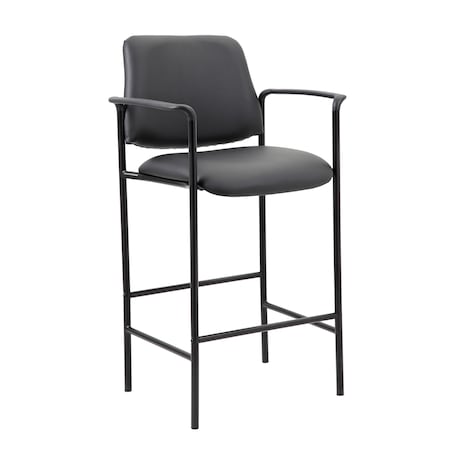 Square Back Diamond Stool with Arm In Black Caressoft MPN:B169503-CS