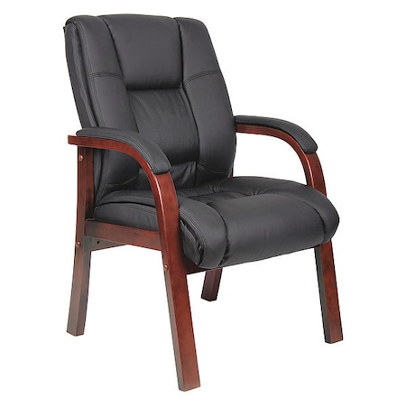 Guest Chair, Black Seat, Wood Back, 23