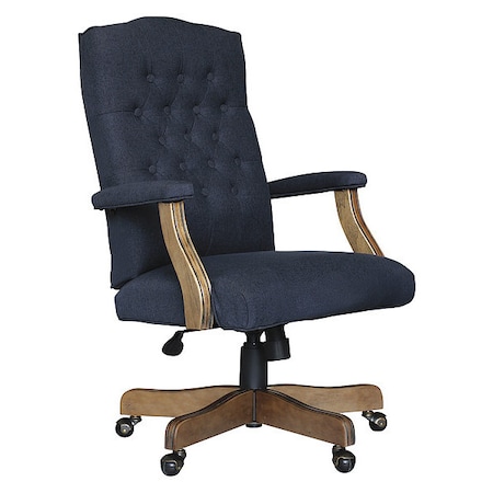 Executive Navy Linen Chair With Driftwood Finish Frame MPN:B905DW-NV