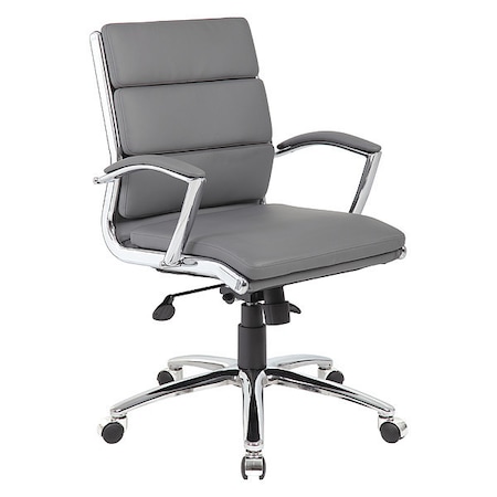 Executive CaressoftPlus Chair with Metal Chrome Finish, Mid Back MPN:B9476-GY