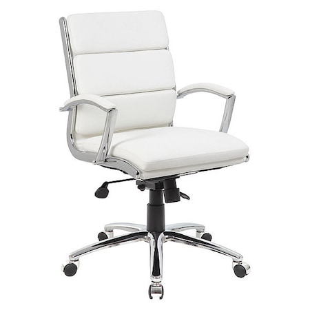 Executive CaressoftPlus Chair with Metal Chrome Finish, Mid Back MPN:B9476-WT