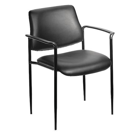 Square Back Diamond Stacking Chair W/Arm In Black Caressoft MPN:B9503-CS