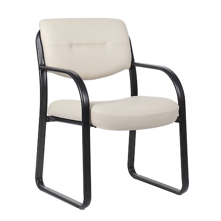 Guest Chair, Black Steel Frame, Beige Vinyl MPN:B9529-BG