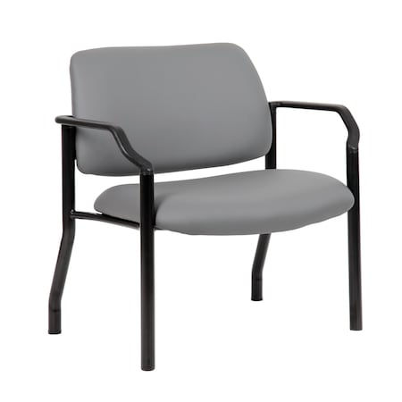 Patient Guest Arm Chair, Black Steel Frame, Gray Antimicrobial Vinyl, 500 lb Capacity MPN:B9591AM-GY-500