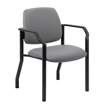 Patient Guest Arm Chair, Black Steel Frame, Gray Antimicrobial Vinyl, 300 lb Capacity MPN:B9591AM-GY