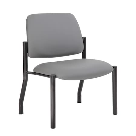 Patient Guest Armless Chair, Black Steel Frame, Gray Antimicrobial Vinyl, 400 lb Capacity MPN:B9595AM-GY-400