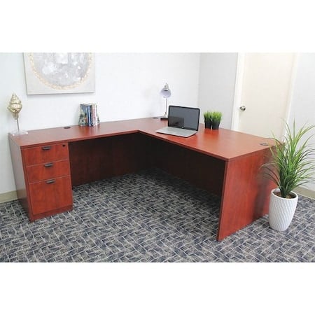 3 Drawer L-Shaped Office Desk, Mahogany MPN:GROUPA10-M