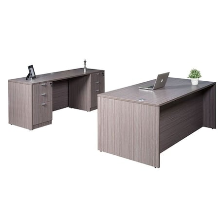 Office Furniture Kit with Fixed-Height Desk, 30 in D X 29 1/2 in H, 71 in W X MPN:GroupA12-DW
