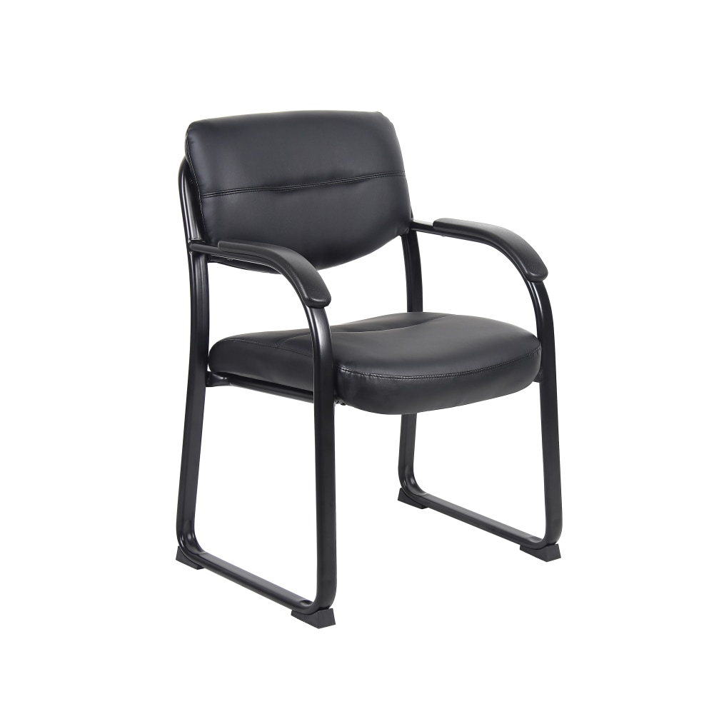 Boss Office Products Bonded Leather Contoured Guest Chair, Black MPN:B9519