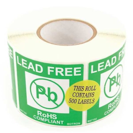 Lead Free Label Roll 2inx2in, Green MPN:B67102
