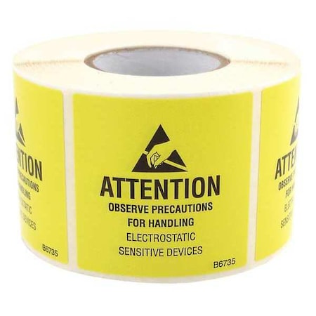 ESD JEDC Label Roll 2inx2in, Yellow MPN:B6735