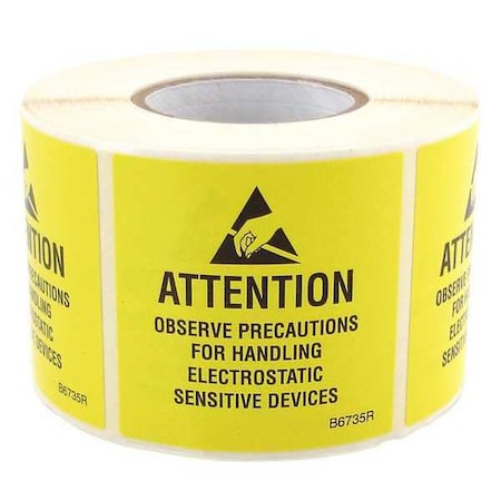 Yellow ESD JEDC Label Roll 2inx2in MPN:B6735R
