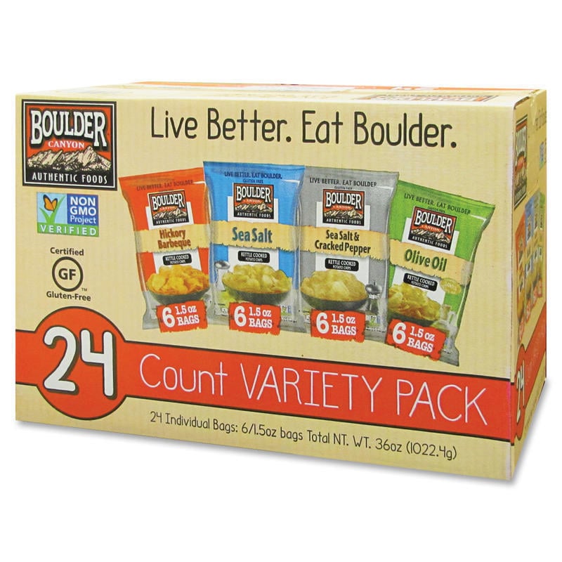 Boulder Canyon Inventure Variety Pack - Non-GMO, Gluten-free - Bag - 1.50 oz - 24 / Carton (Min Order Qty 2) MPN:012283