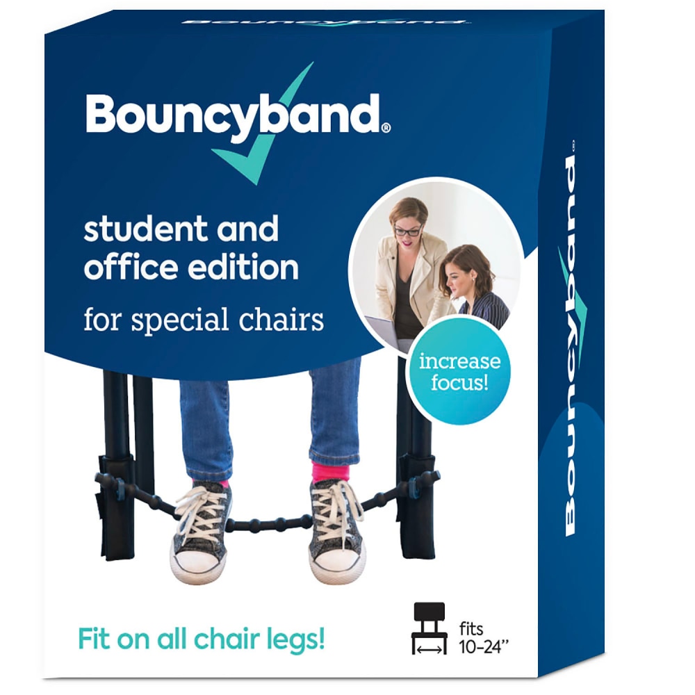 Bouncyband Universal Chair Band for Home and School Chairs, 4-1/8in x 2-15/16in, Black/Blue MPN:BBABBSP