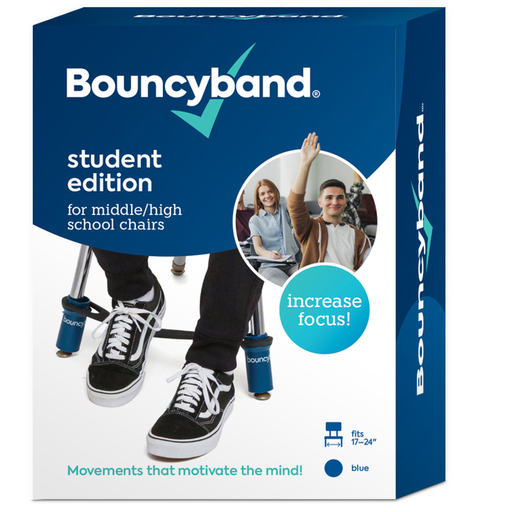 Bouncyband Chair Band for Middle/High School Desks, 5-1/4in x 2-5/8in, Blue MPN:BBACMBU