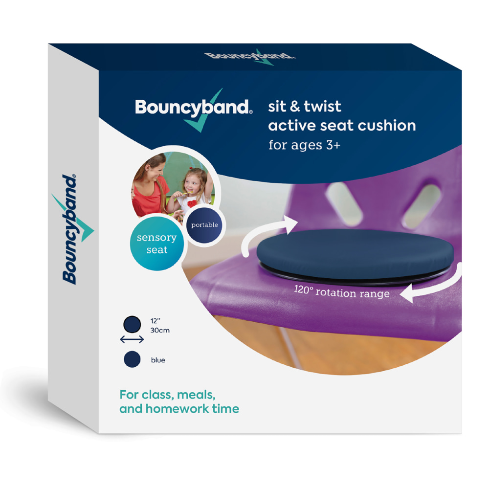 Bouncyband Sit & Twist Active Seat Cushion, 1-3/4inH x 12inW x 12inD, Blue MPN:BBAWTBU