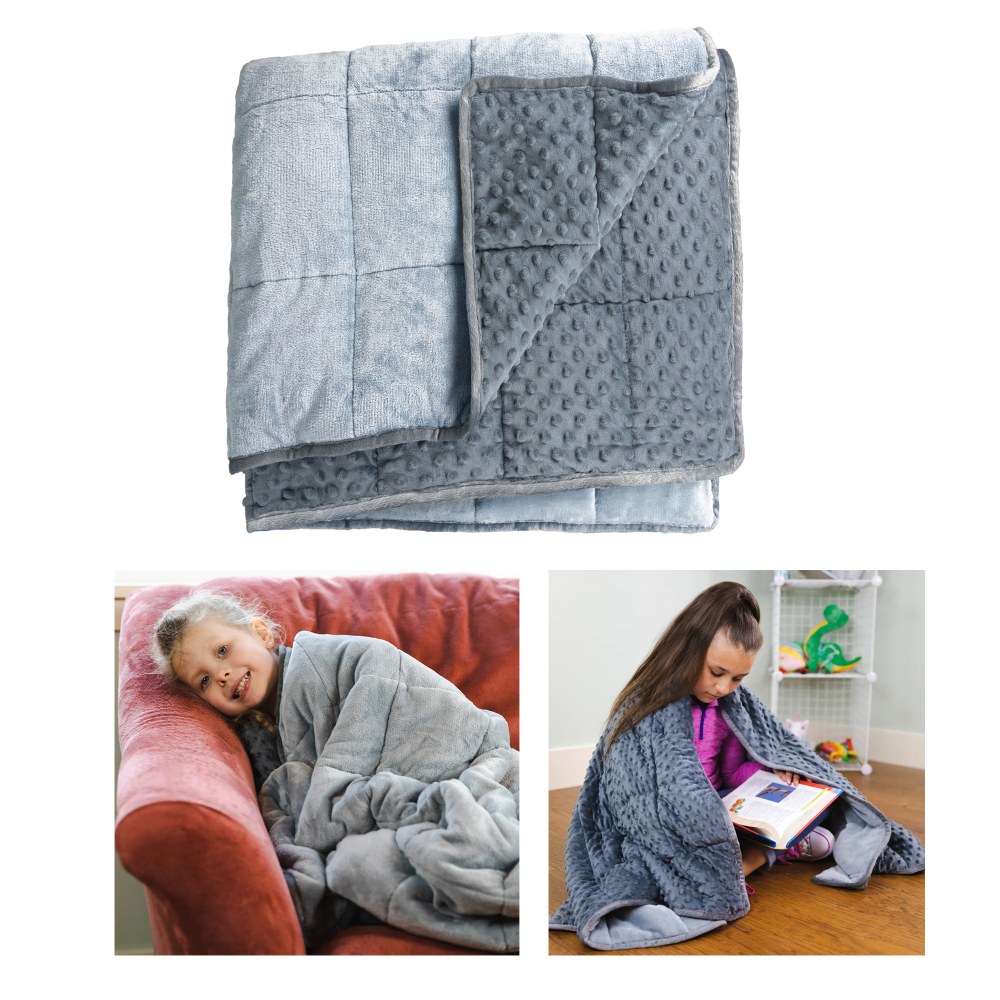 Bouncyband Kids Sensory Weighted Dual Texture Shoulder Wrap, 40in x 12in, Gray MPN:BBALPWR5GY