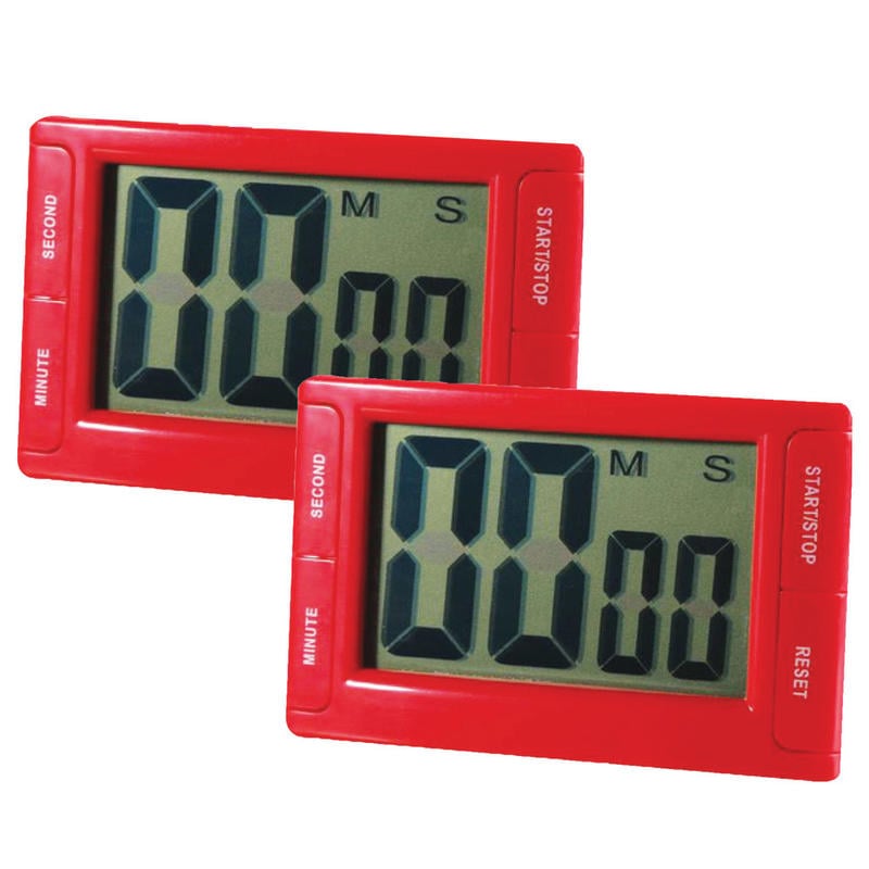 Ashley Productions Big Red Digital Timer 3.75in x 2.5in with Magnetic Backing and Stand, Pack of 2 MPN:ASH10207-2