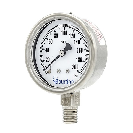 Pressure Gauge, 0 to 200 psi, 2 1/2 in Dial, 1/4 in NPT, Bottom Location MPN:MEX3-D50.H23/0133