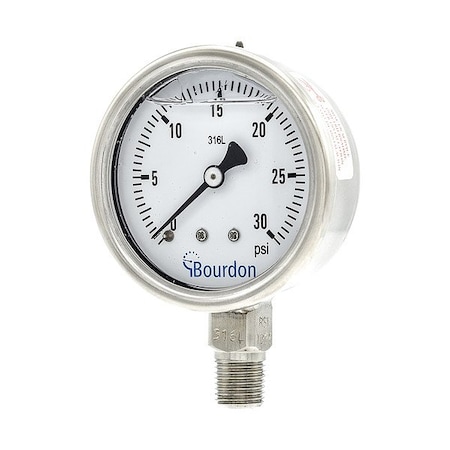 Pressure Gauge, 0 to 30 psi, 2 1/2 in Dial, 1/4 in NPT, Bottom Location MPN:MEX3-D52.H17/0133