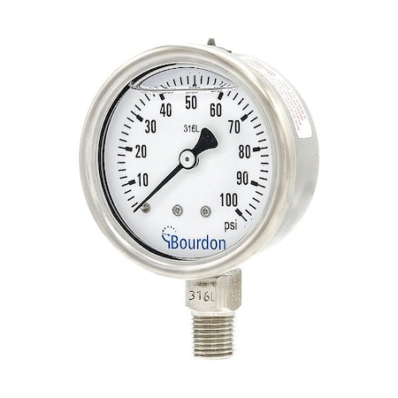 Pressure Gauge, 0 to 100 psi, 2 1/2 in Dial, 1/4 in NPT, Bottom Location MPN:MEX3-D52.H21/0133