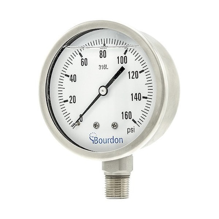 Pressure Gauge, 0 to 160 psi, 4 in Dial, 1/2 in NPT, Bottom Location MPN:MEX5-D62.H22/0133