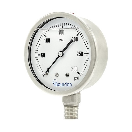 Industrial Pressure Gauge, 0 to 300 psi, 4 in Dial, 1/2 in NPT, Bottom Location MPN:MEX5-D62.H25/0133