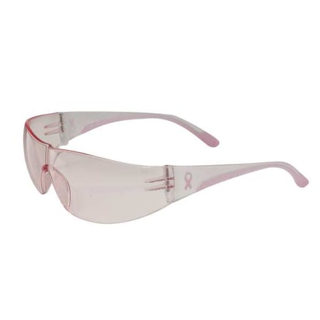 Eva, Safety Glasses, Anti-Scratch, Light Red Lens, Clear, Pink Frame, Frameless MPN:250-10-0904