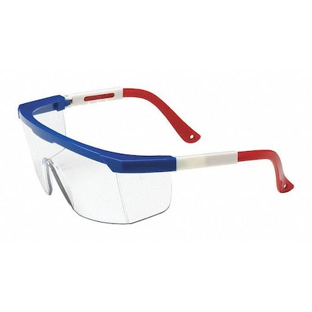 HI-VOLTAGE ARC, Safety Glasses, Anti-Scratch, Clear Lens, Red/White/Blue Frame, Half-Frame MPN:250-24-0300