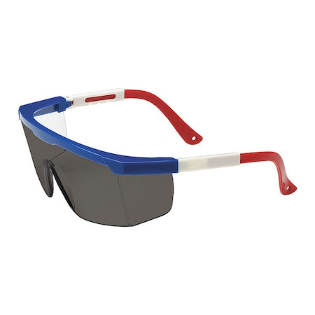 HI-VOLTAGE ARC, Safety Glasses, Anti-Scratch, Gray Lens, Red/White/Blue Frame, Half-Frame MPN:250-24-0301