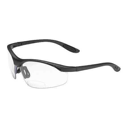 Mag Readers Reader Safety Glasses, Black Wraparound Frame, 2 Diopter, Clear Lens, Universal MPN:250-25-0020