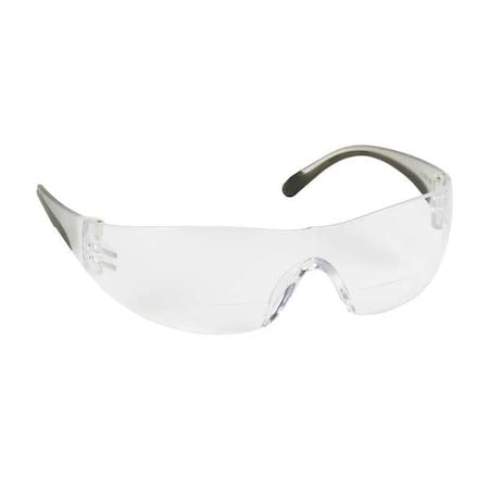 Bifocal Safety Reading Glasses, Wraparound, Anti-Scratch, Clear Temple, Clear Lens, +1.25 Diopter MPN:250-27-0012