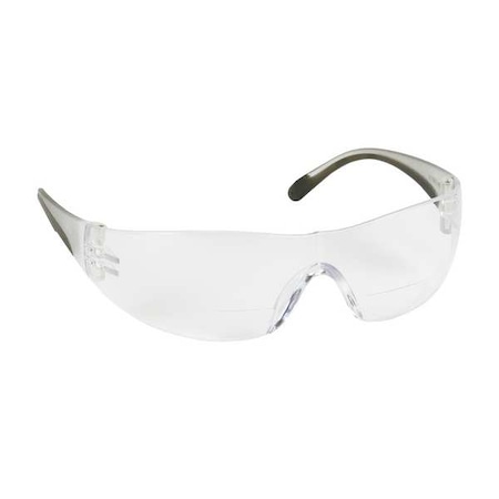 Bifocal Safety Reading Glasses, Wraparound, Anti-Scratch, Clear Temple, Clear Lens, +2.25 Diopter MPN:250-27-0022